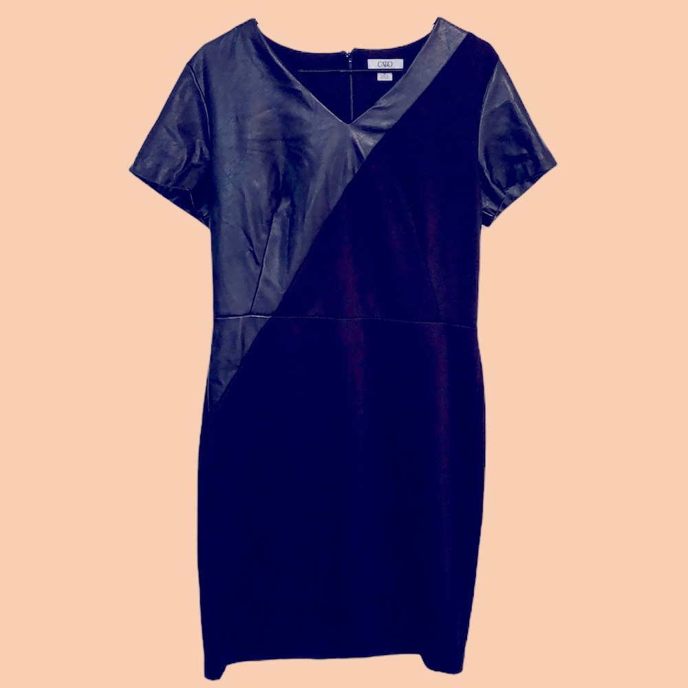 Faux leather black dress